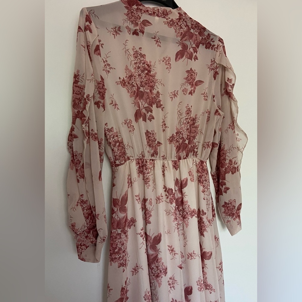💕2 FOR $10 ☀️💕 Floral pattern ruffled pink and beige dress - Picture 9 of 14